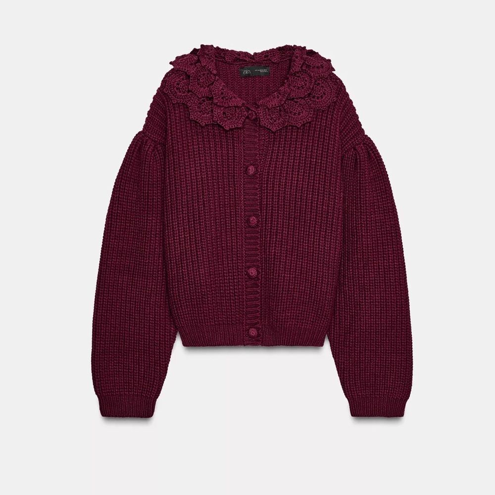 ZARA FLORAL TEXTURED CARDIGAN JACKET - Picture 4 of 6